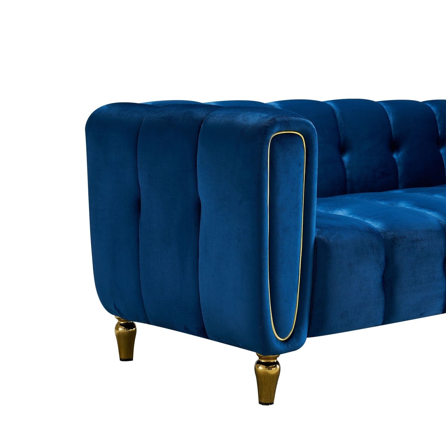 Divano moderno in velluto blu - 31,89 x 83,07 x 27,95