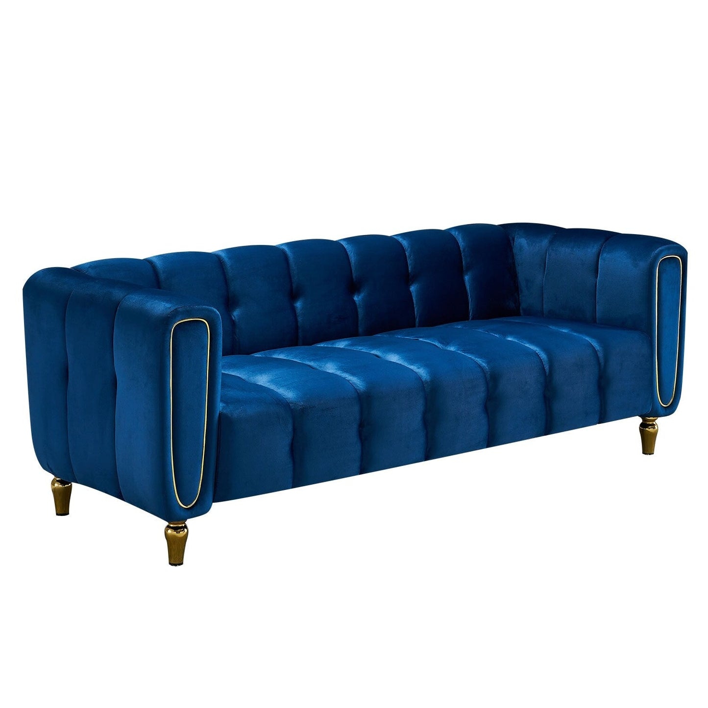 Divano moderno in velluto blu - 31,89 x 83,07 x 27,95