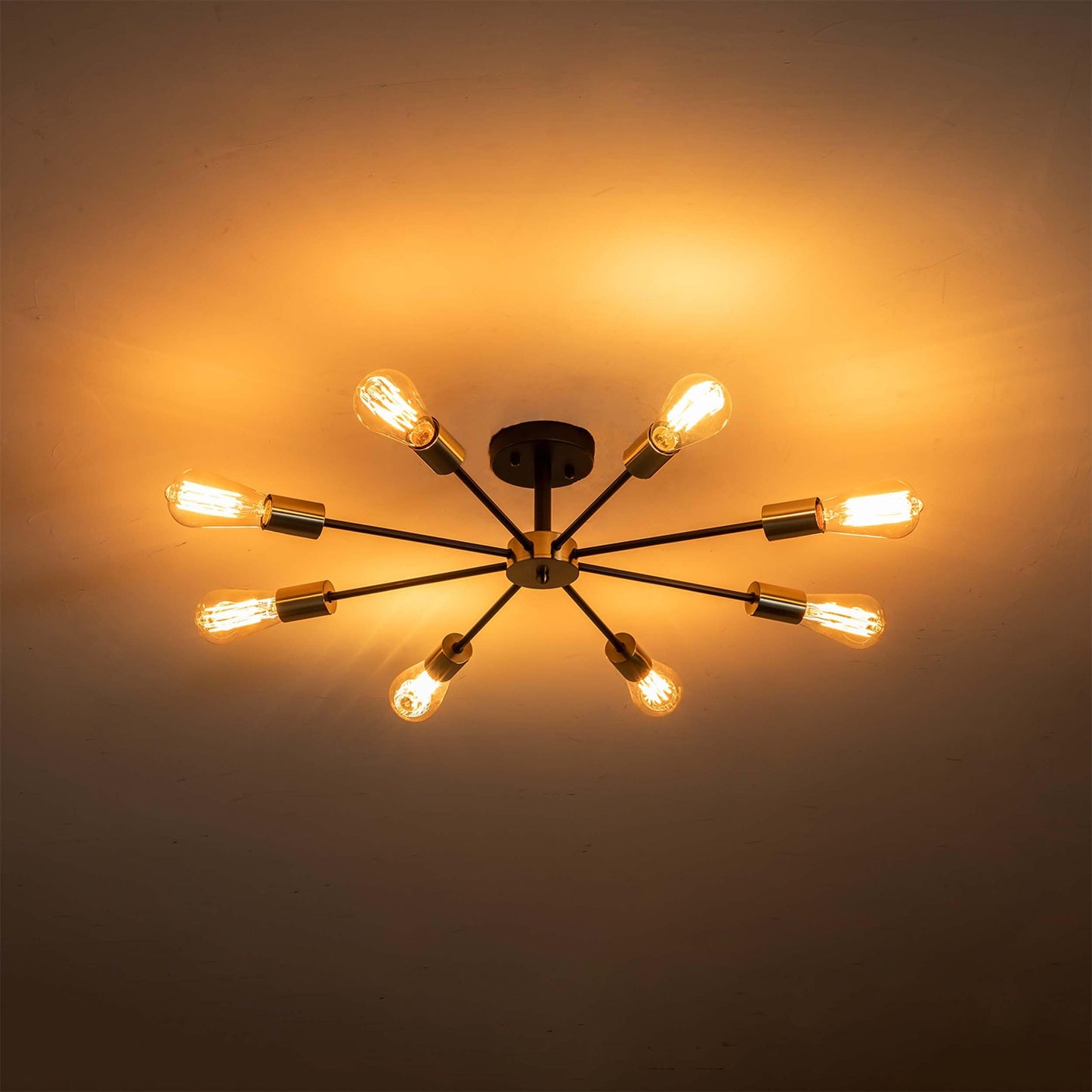 Lampada semi-incassata Sputnik nera/oro da soffitto per soggiorno/cucina/ufficio/camera da letto/ingresso