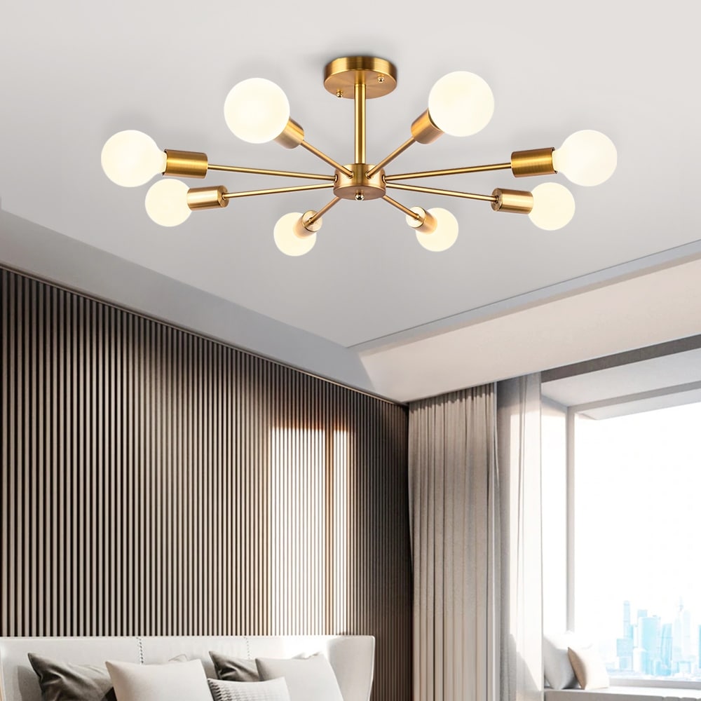 Lampada semi-incassata Sputnik nera/oro da soffitto per soggiorno/cucina/ufficio/camera da letto/ingresso