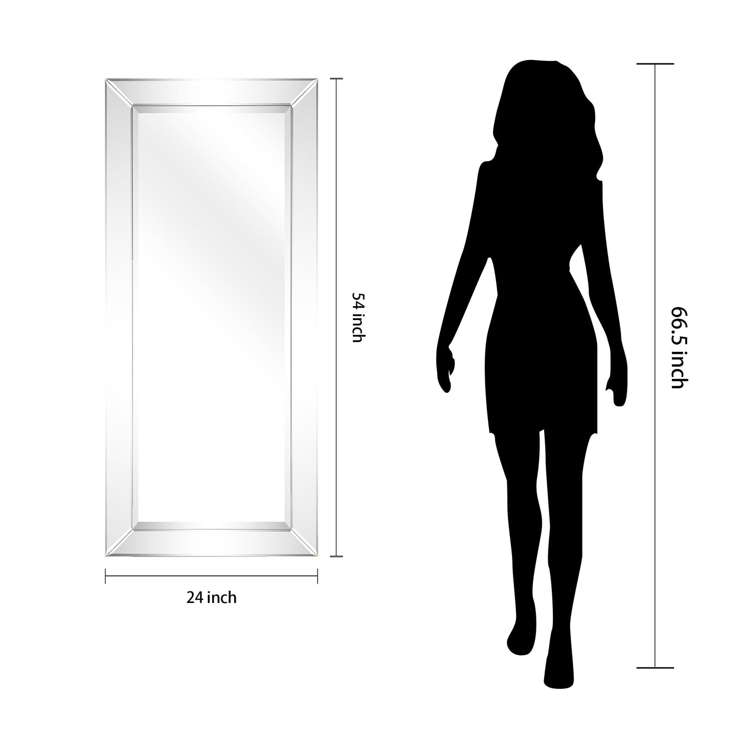 Specchio da parete rettangolare smussato trasparente HD per bagno, toeletta, specchi da camera da letto, 3 misure