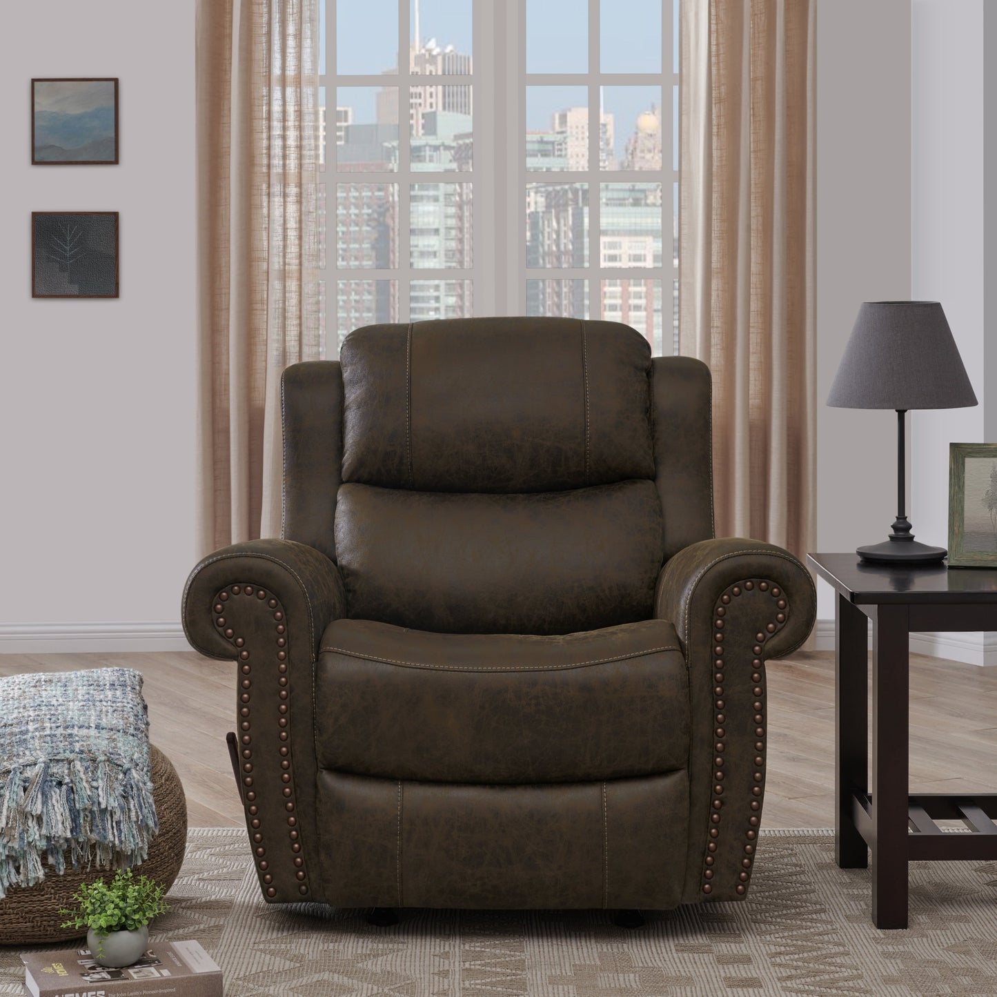 Poltrona reclinabile a dondolo con braccioli arrotolati extra large Copper Grove Dilsen