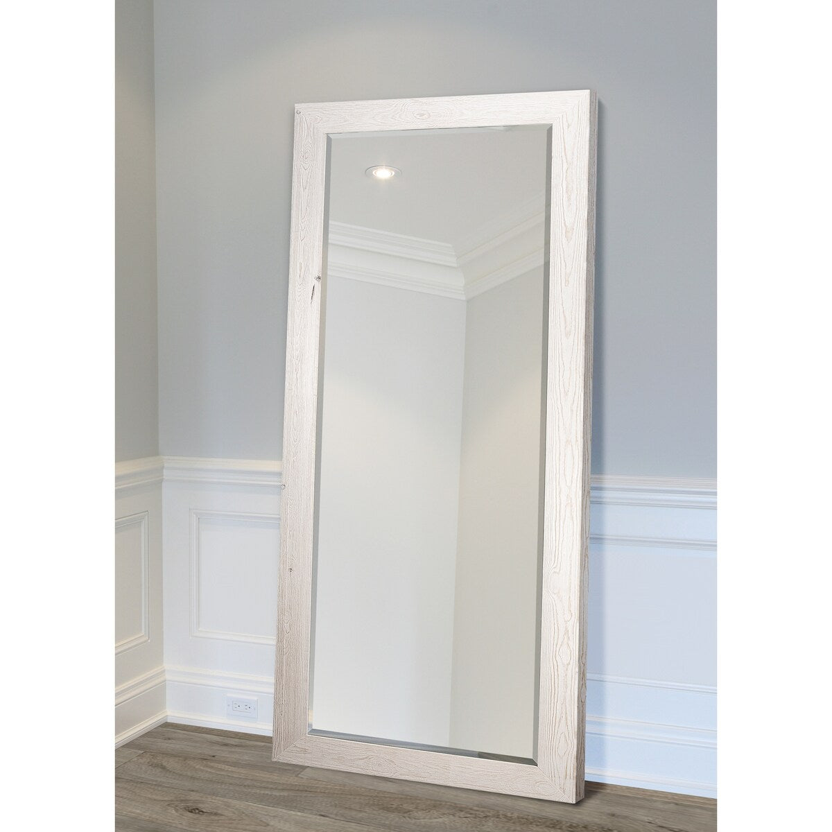 Specchio a figura intera in legno di fienile - Bianco anticato - 62X27