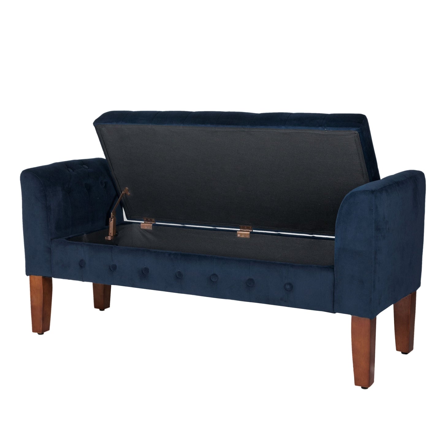Panca/divano contenitore in velluto blu navy Malakoff Copper Grove