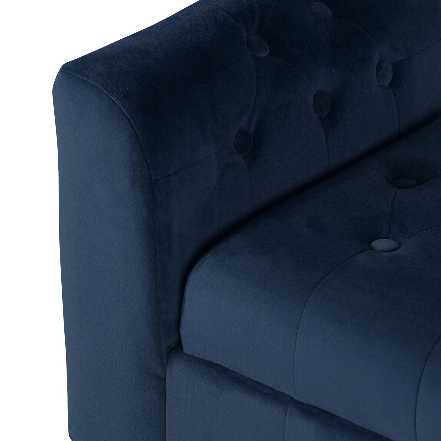 Panca/divano contenitore in velluto blu navy Malakoff Copper Grove