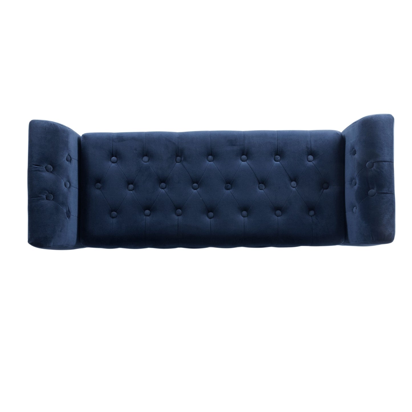 Panca/divano contenitore in velluto blu navy Malakoff Copper Grove