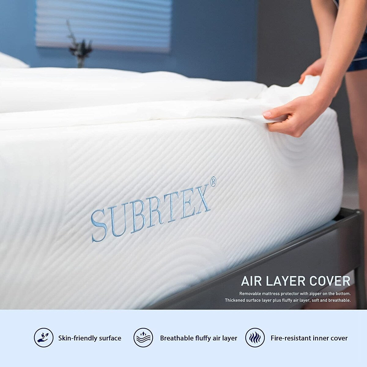 Materasso in memory foam infuso di gel Subrtex da 8 pollici con fodera