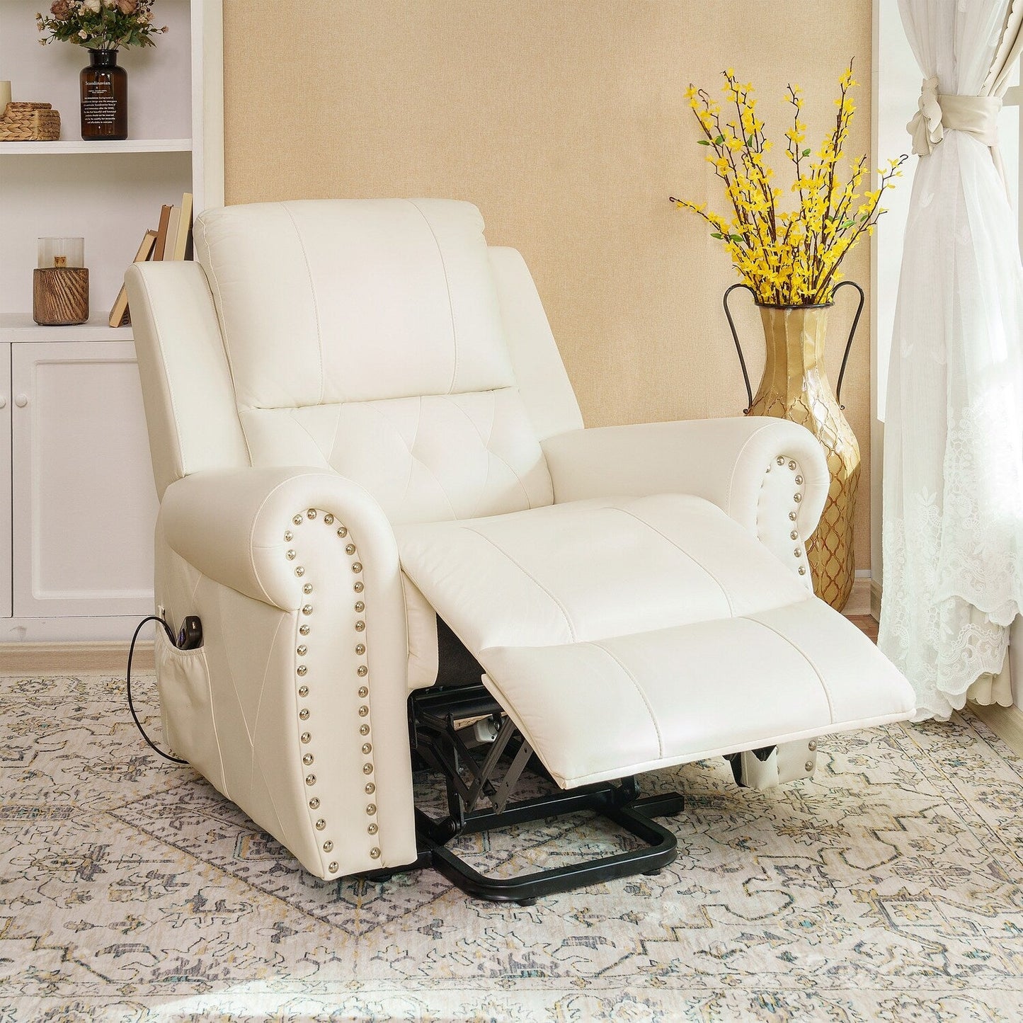 Poltrona reclinabile elettrica Air Leather Premium con poggiapiedi e telecomando