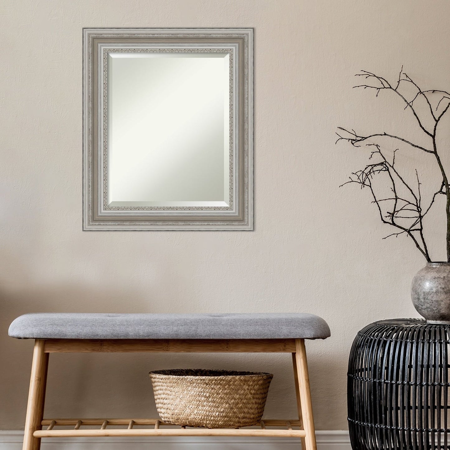 Specchio da parete per bagno bisellato - Cornice argento Parlor