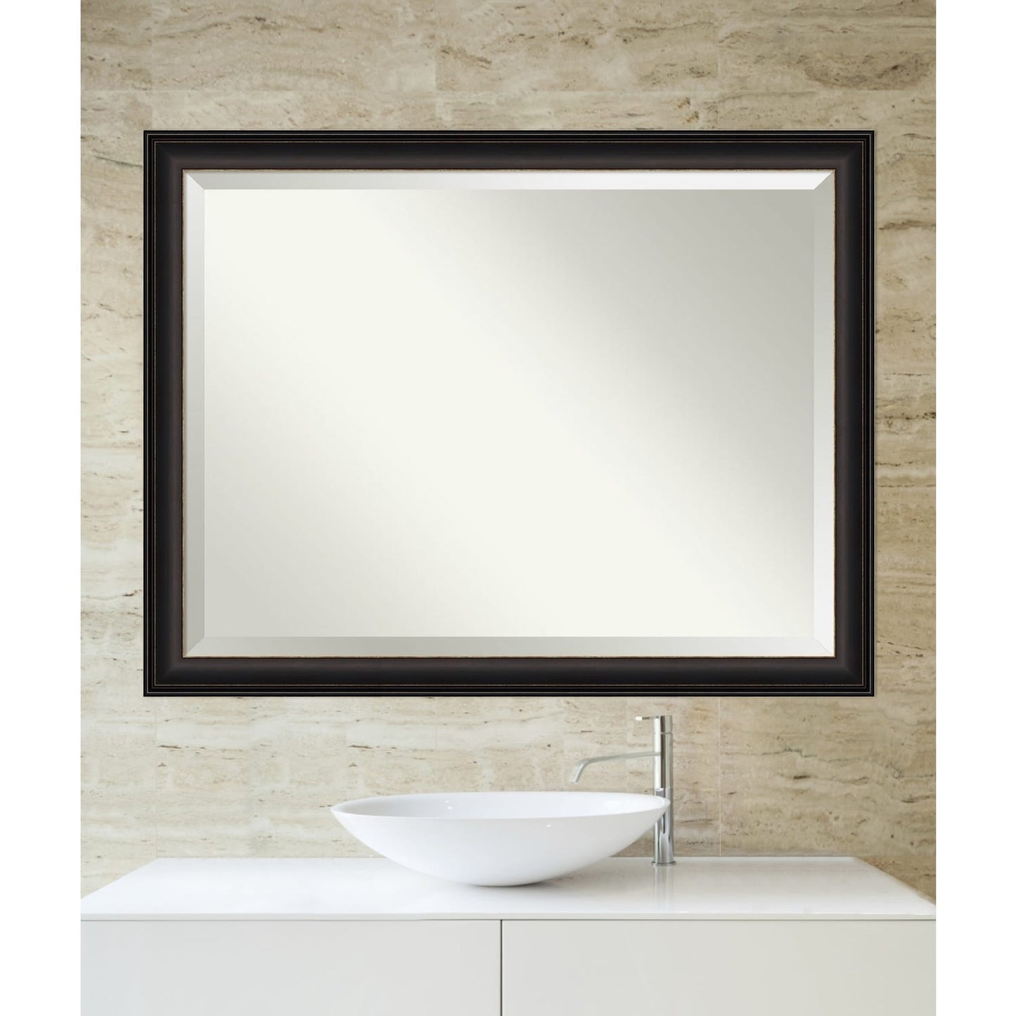 Specchio da parete per bagno bisellato - Cornice in bronzo oliato Trio - Cornice in bronzo oliato Trio