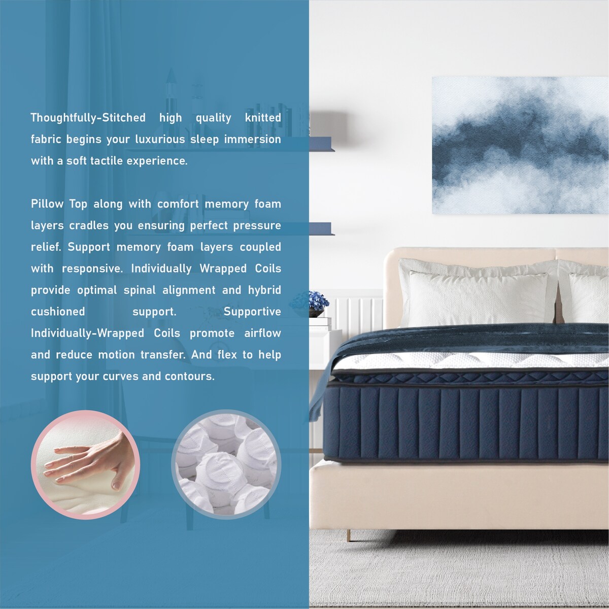 Materasso ibrido premium Twin XL Size-14 con supporto per i bordi in memory foam e molle insacchettate