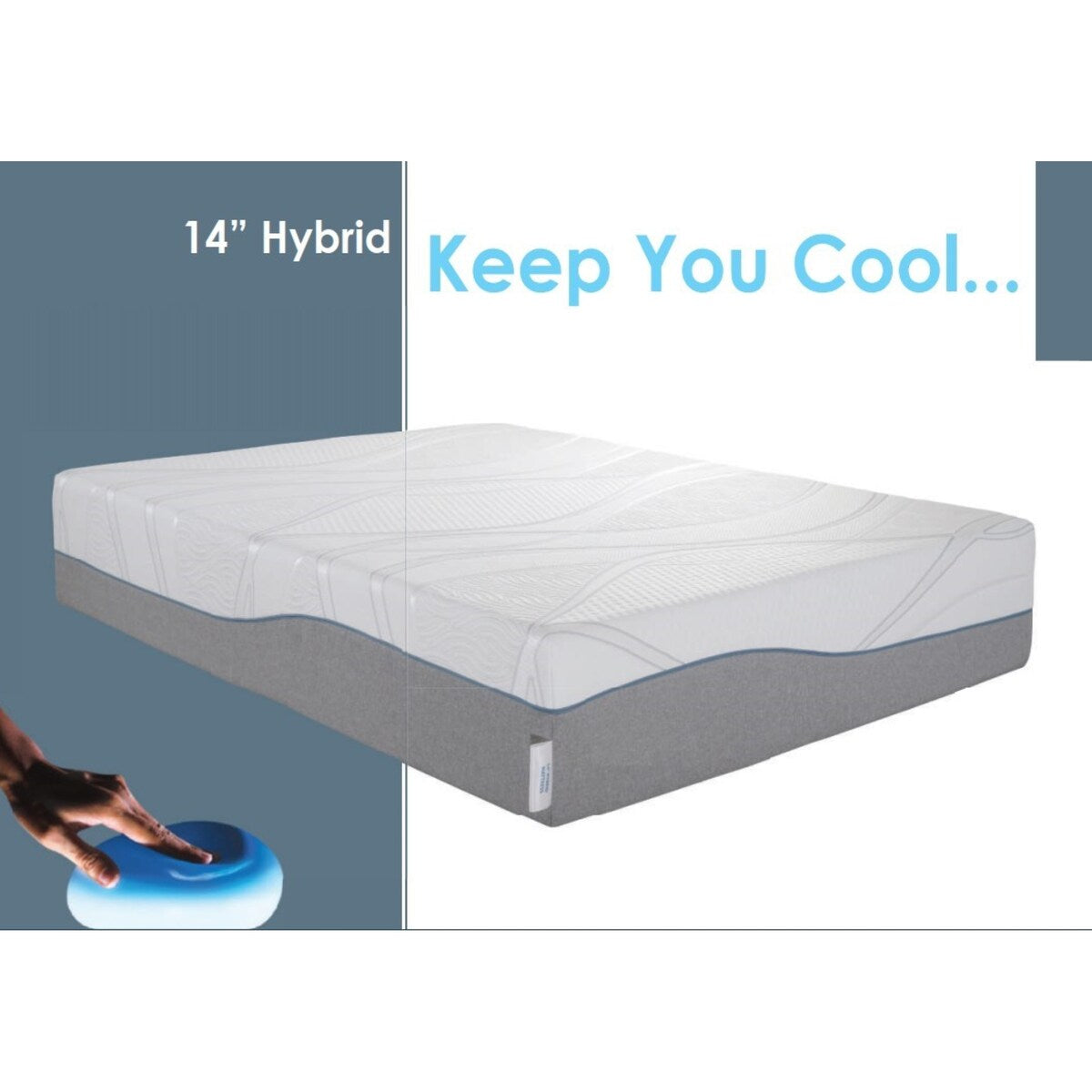 Materasso ibrido Twin XL Kruger 14 Medium, memory foam, molle insacchettate, fodera rimovibile, supporto per bordi, gel rinfrescante