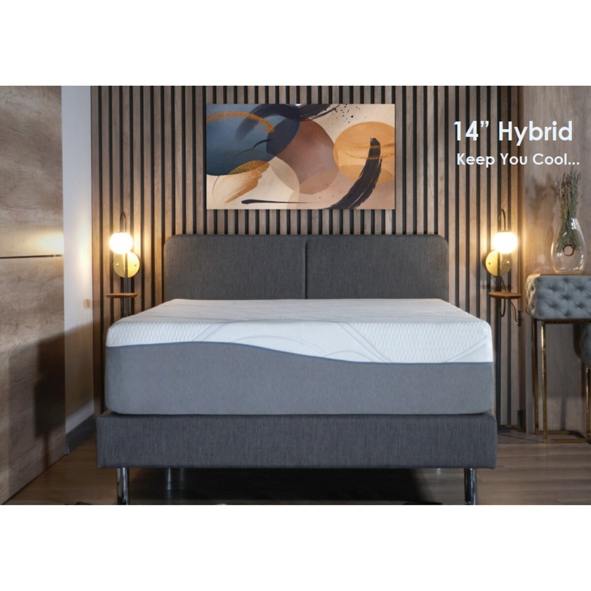 Materasso ibrido Twin XL Kruger 14 Medium, memory foam, molle insacchettate, fodera rimovibile, supporto per bordi, gel rinfrescante