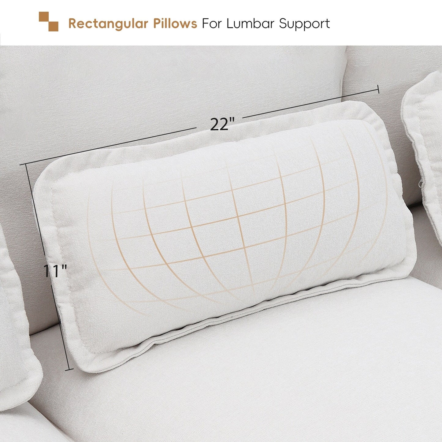 Divano componibile a U con cuscini in vita, divano simmetrico imbottito a 6 posti, divano letto con chaise longue