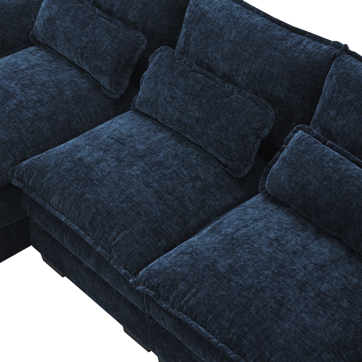 Divano componibile a U con cuscini in vita, divano simmetrico imbottito a 6 posti, divano letto con chaise longue