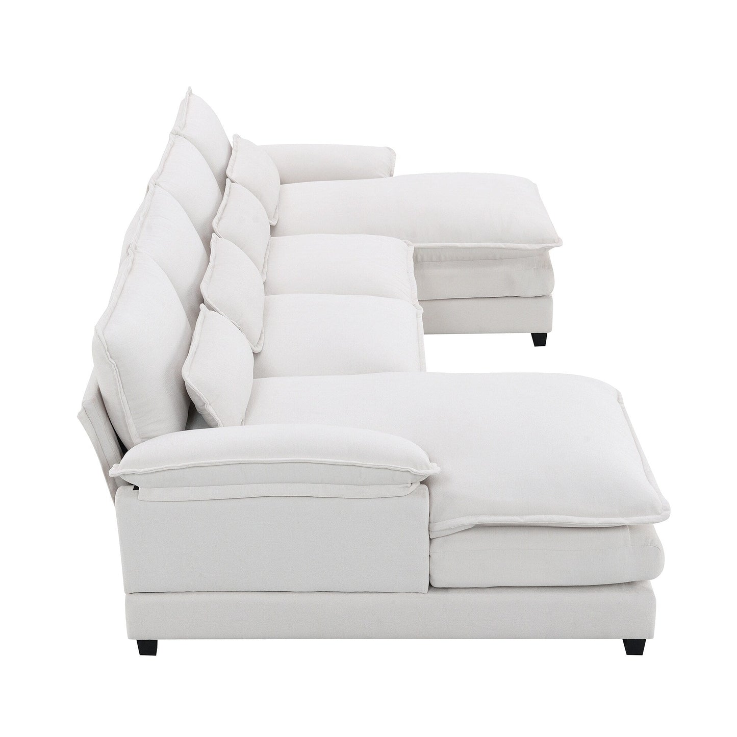 Divano componibile a U con cuscini in vita, divano simmetrico imbottito a 6 posti, divano letto con chaise longue