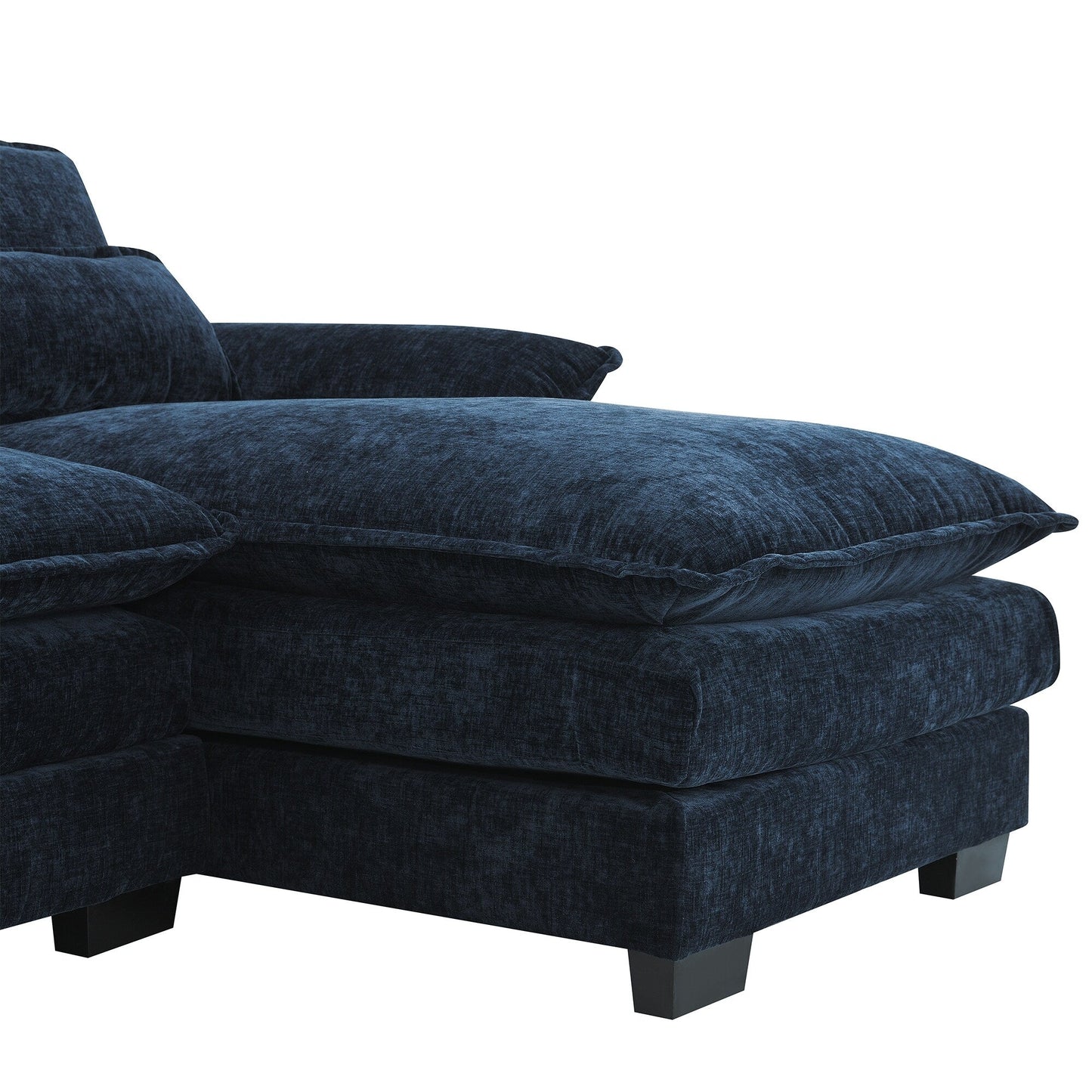 Divano componibile a U con cuscini in vita, divano simmetrico imbottito a 6 posti, divano letto con chaise longue