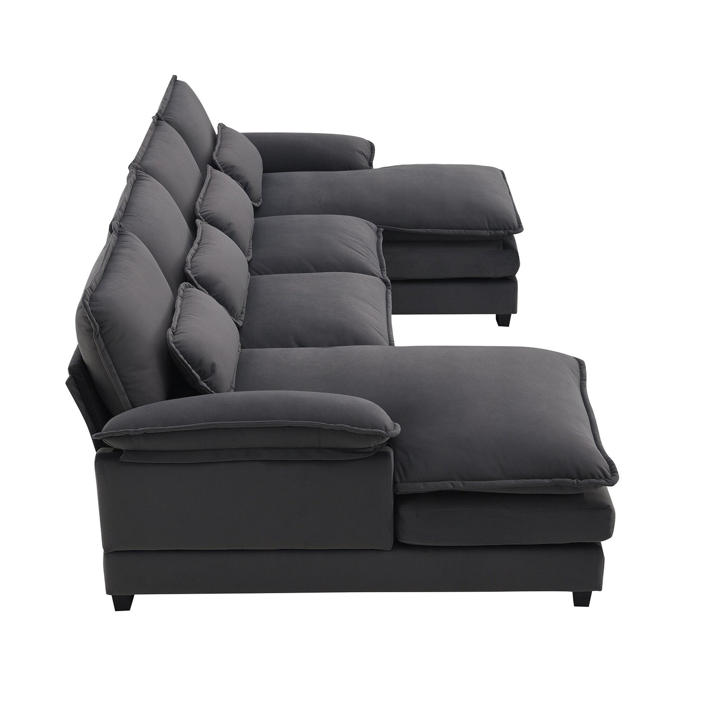 Divano componibile a U con cuscini in vita, divano simmetrico imbottito a 6 posti, divano letto con chaise longue