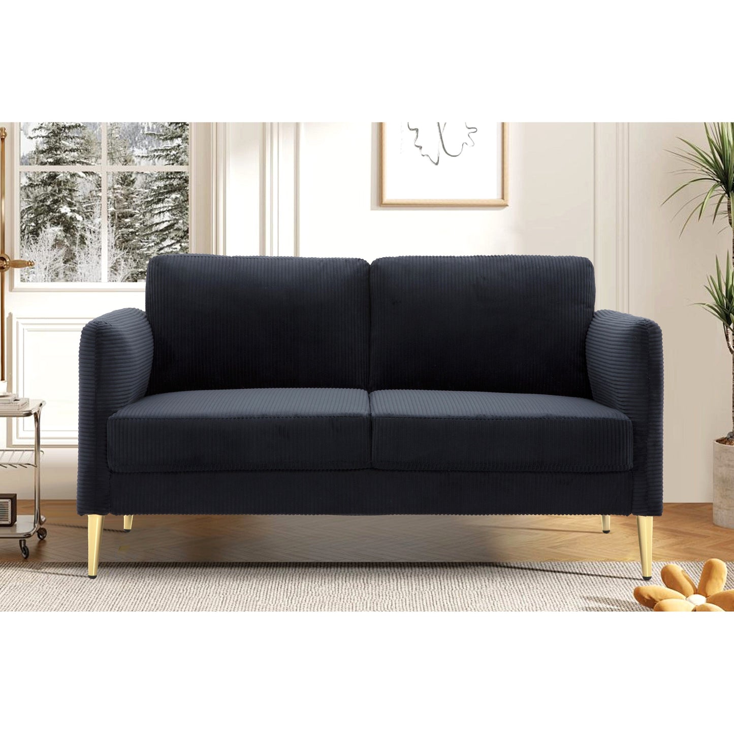 Divano a due posti in velluto a coste di metà secolo US PRIDE FURNITURE 60.63 W