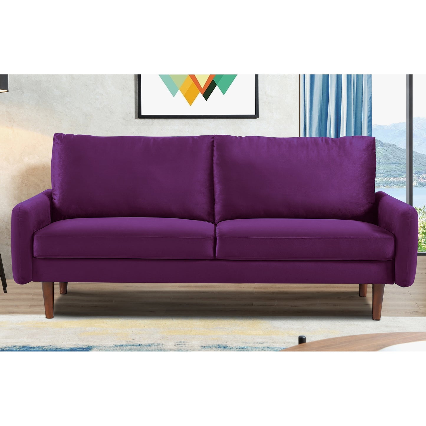 Divano in velluto con gambe affusolate US Pride Furnitirue da 70''W