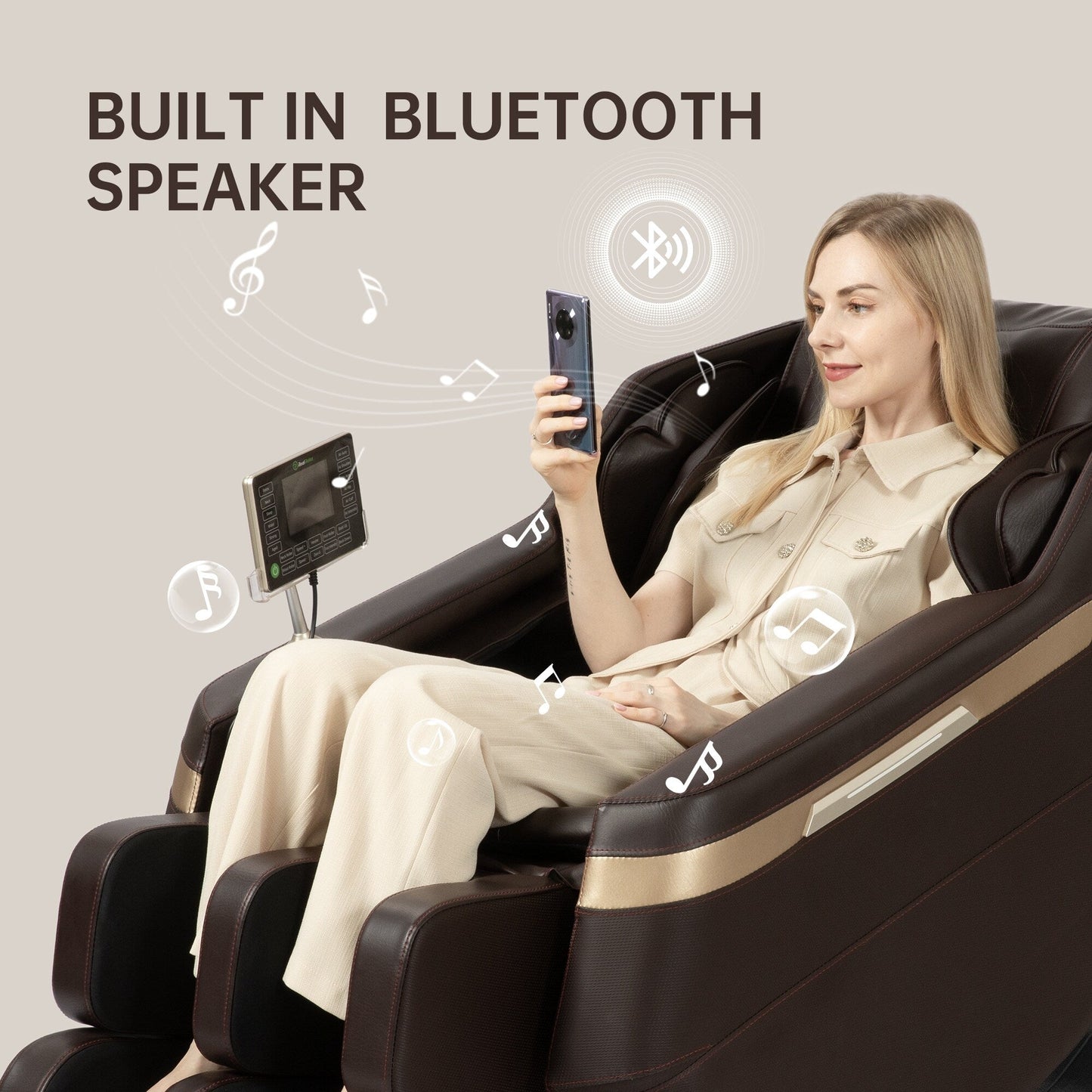 Poltrona massaggiante riscaldata Ukuowu Favor-BS02 per tutto il corpo con modalità gravità zero e lettore musicale Bluetooth