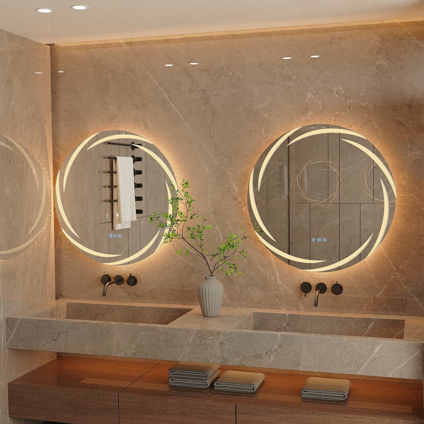 Specchio da bagno unico, grande, retroilluminato a LED, senza sfarfallio