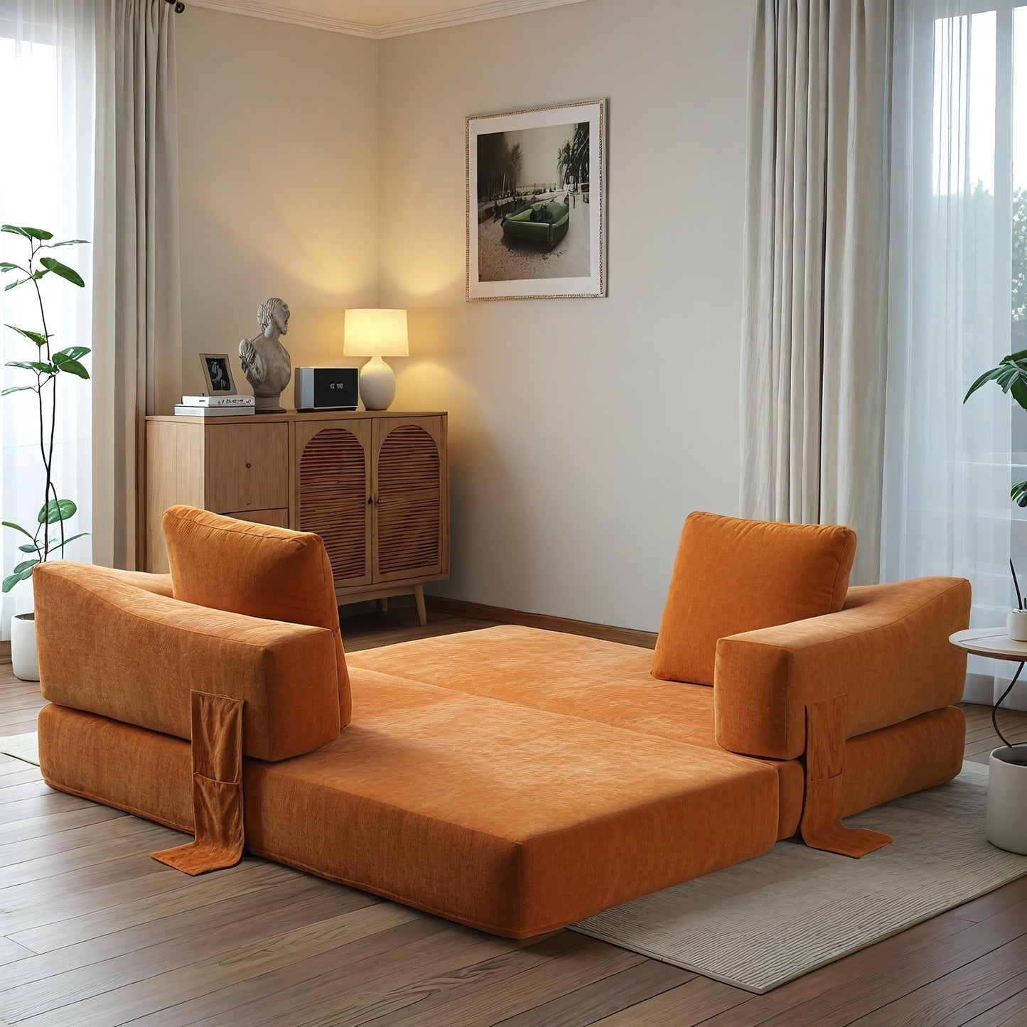 Divano letto trasformabile imbottito 70.87, poltrona trasformabile, comodo divano per soggiorno, camera da letto, tessuto ciniglia