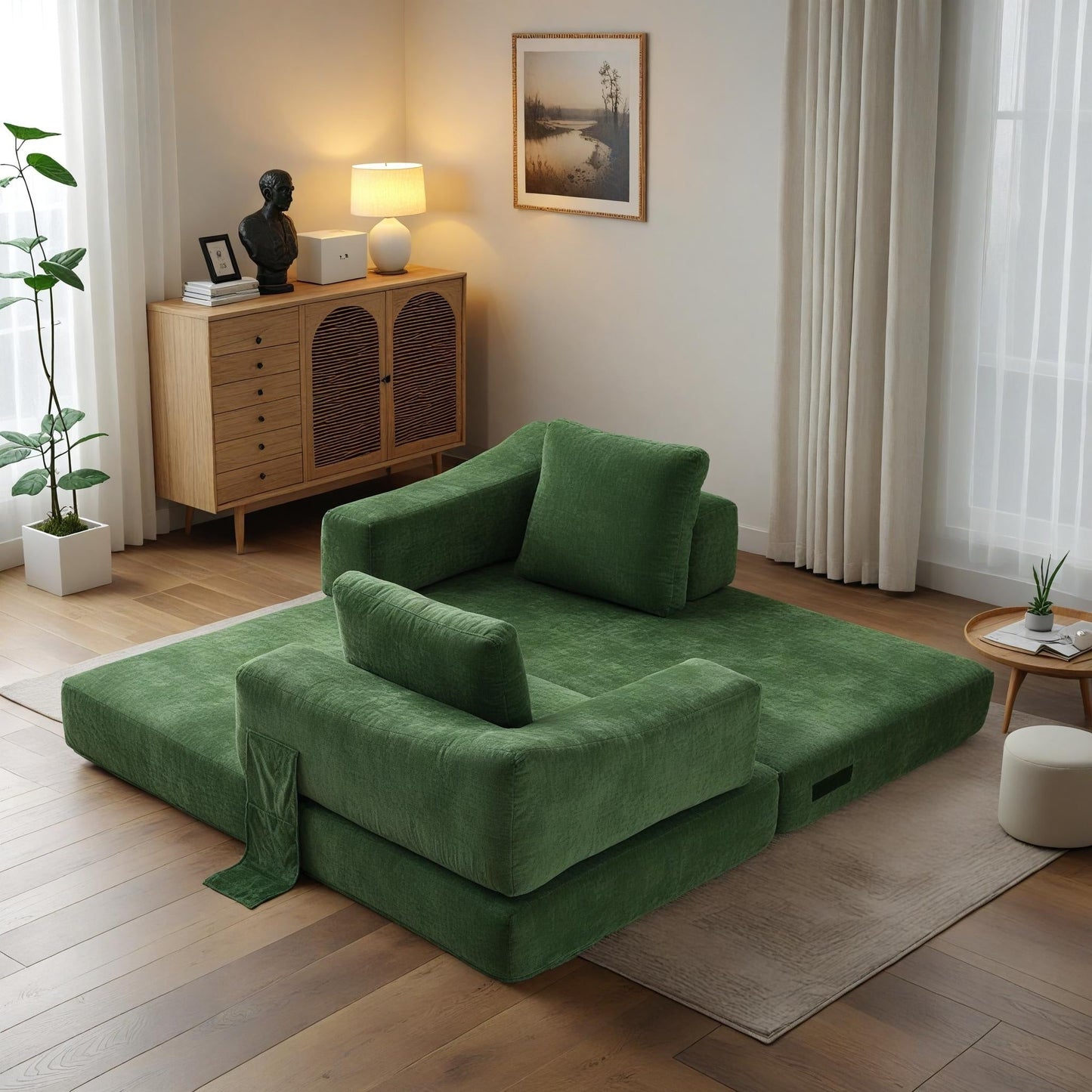 Divano letto trasformabile imbottito 70.87, poltrona trasformabile, comodo divano per soggiorno, camera da letto, tessuto ciniglia