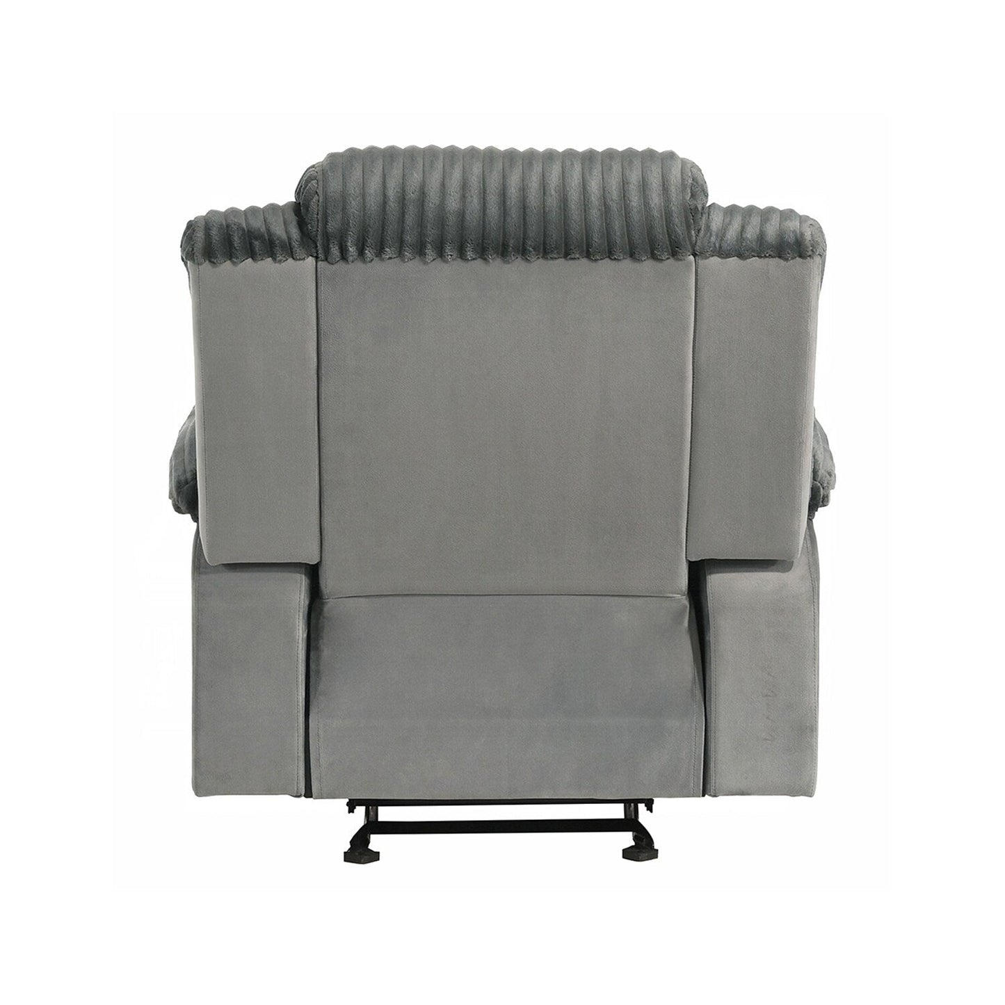 Poltrona reclinabile imbottita con movimento manuale e bracciolo con cuscino superiore, colore grigio
