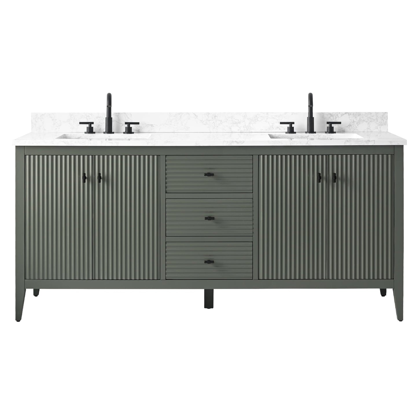 Mobiletto per lavabo da bagno Vanity Art 72 con doppio lavabo e piano in marmo ingegnerizzato