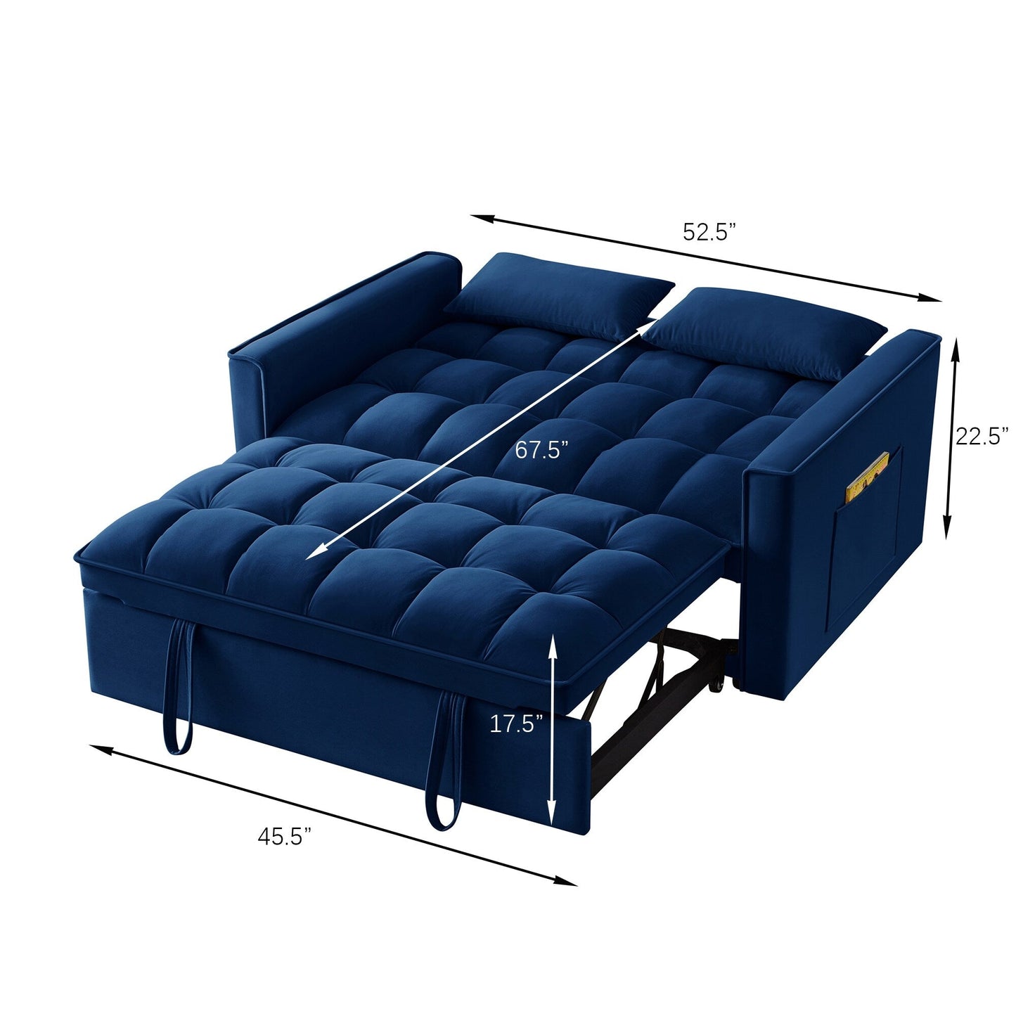 Divano letto estraibile 4 in 1 in velluto