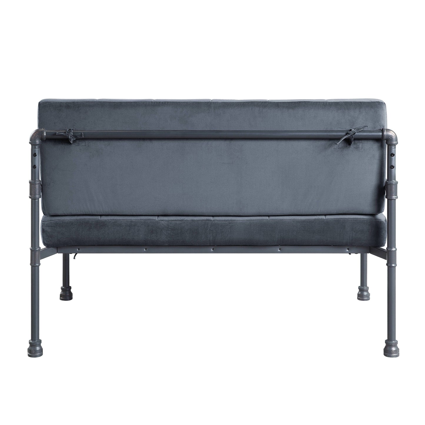 Divano a due posti imbottito in velluto con bottoni e cuscino del sedile in memory foam