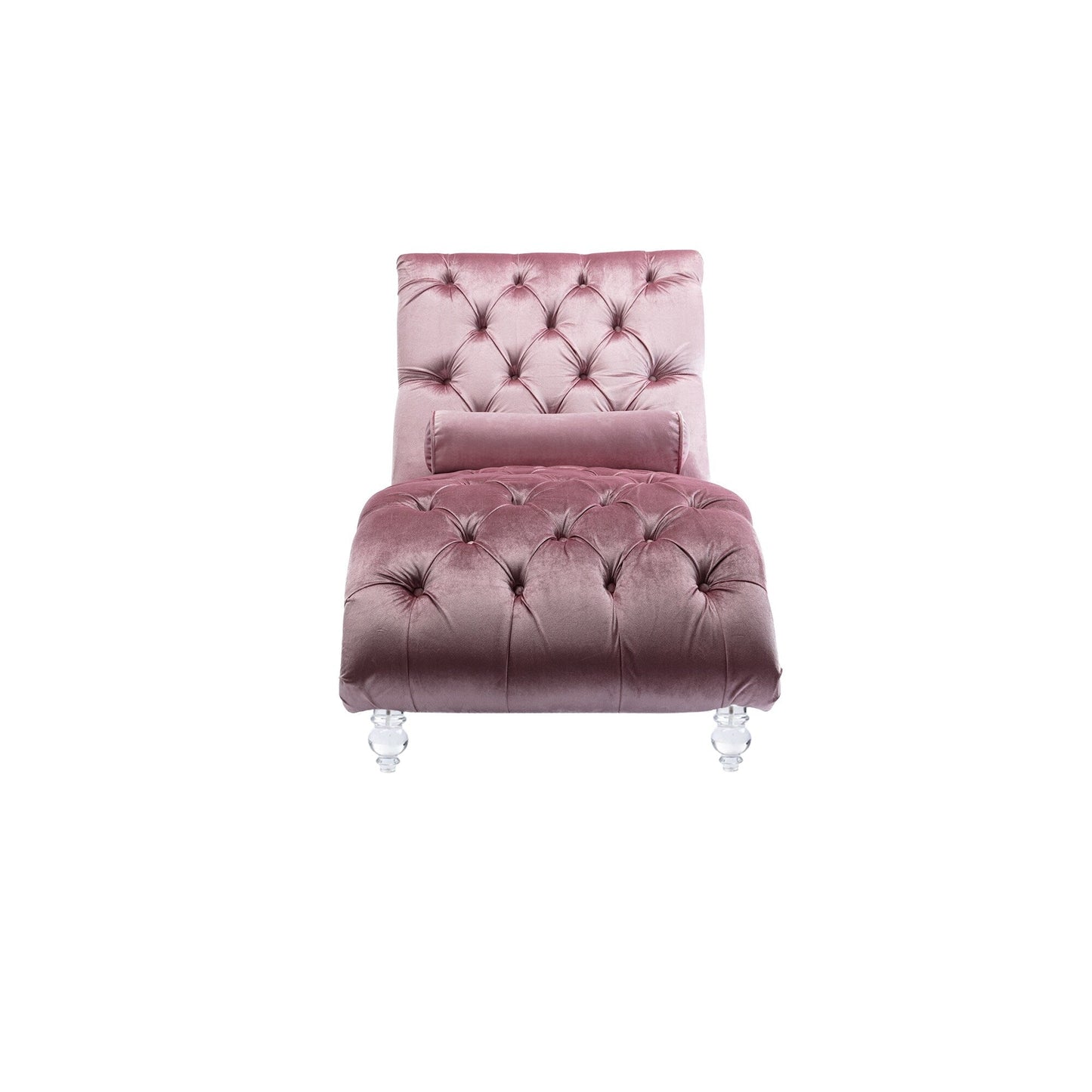 Poltrona reclinabile ergonomica a forma di S con cuscino, finiture con borchie e gambe in acrilico per uso interno.