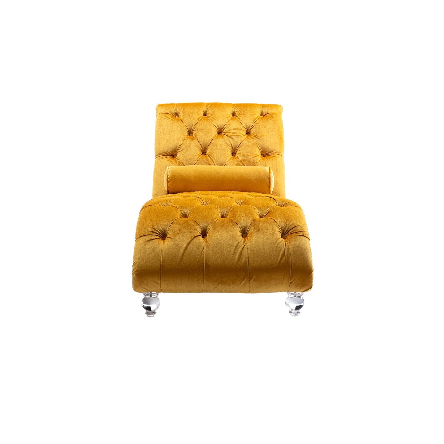 Poltrona reclinabile ergonomica a forma di S con cuscino, finiture con borchie e gambe in acrilico per uso interno.