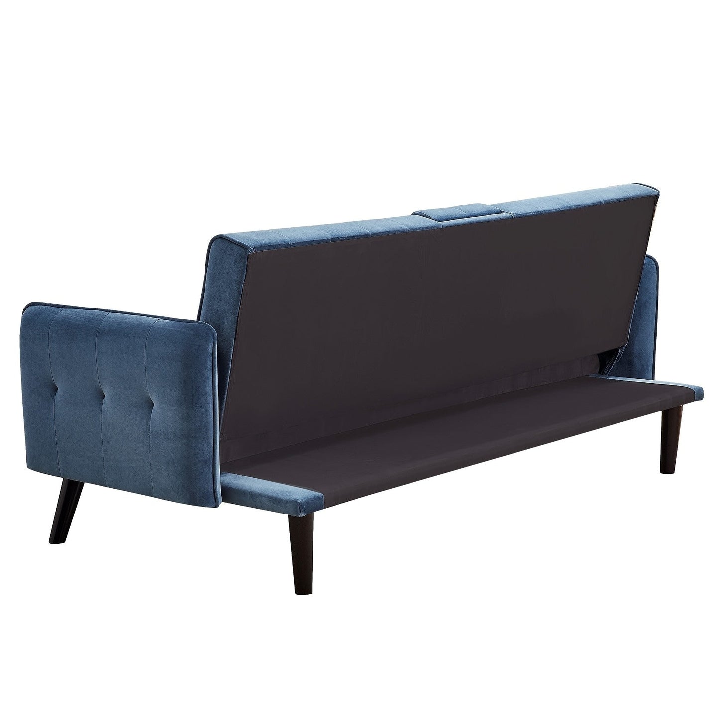 Divano letto futon pieghevole convertibile rivestito in velluto con 2 portabicchieri per soggiorno compatto