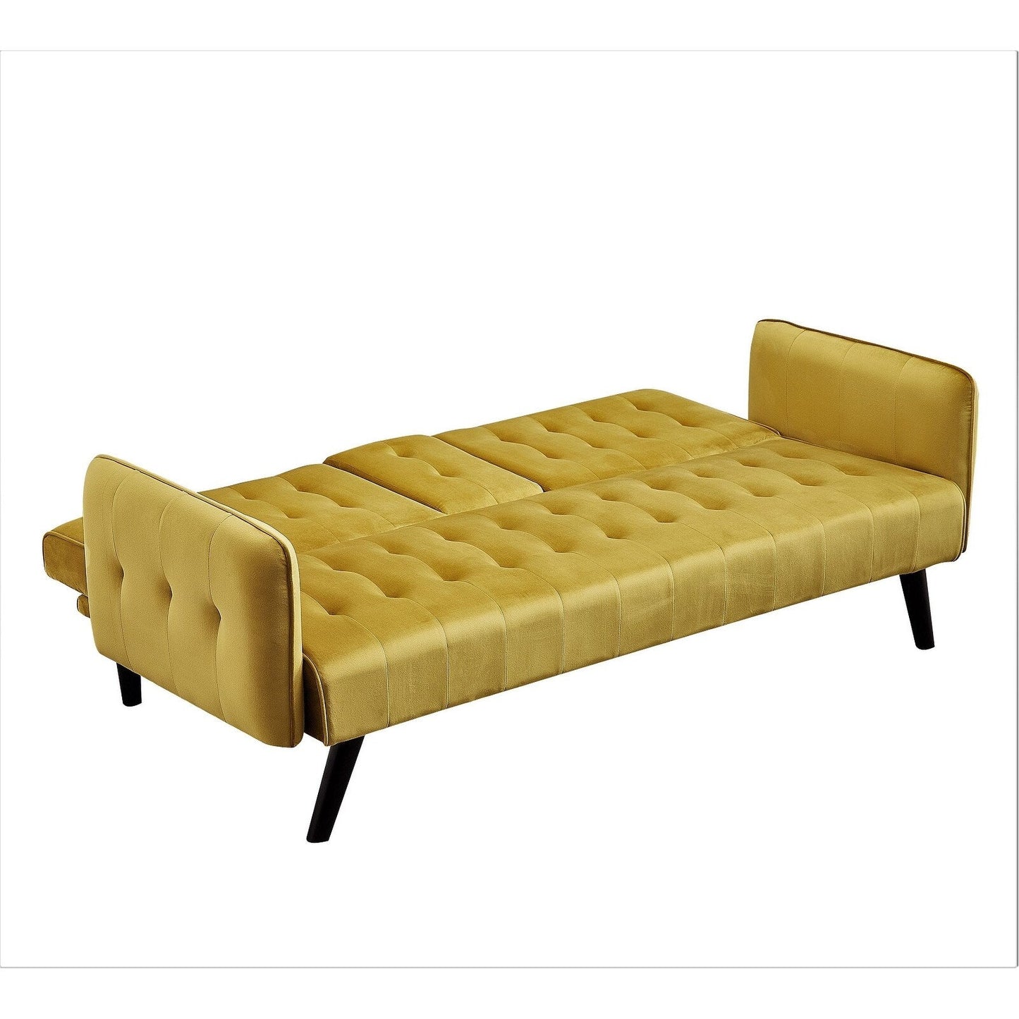Divano letto futon pieghevole convertibile rivestito in velluto con 2 portabicchieri per soggiorno compatto