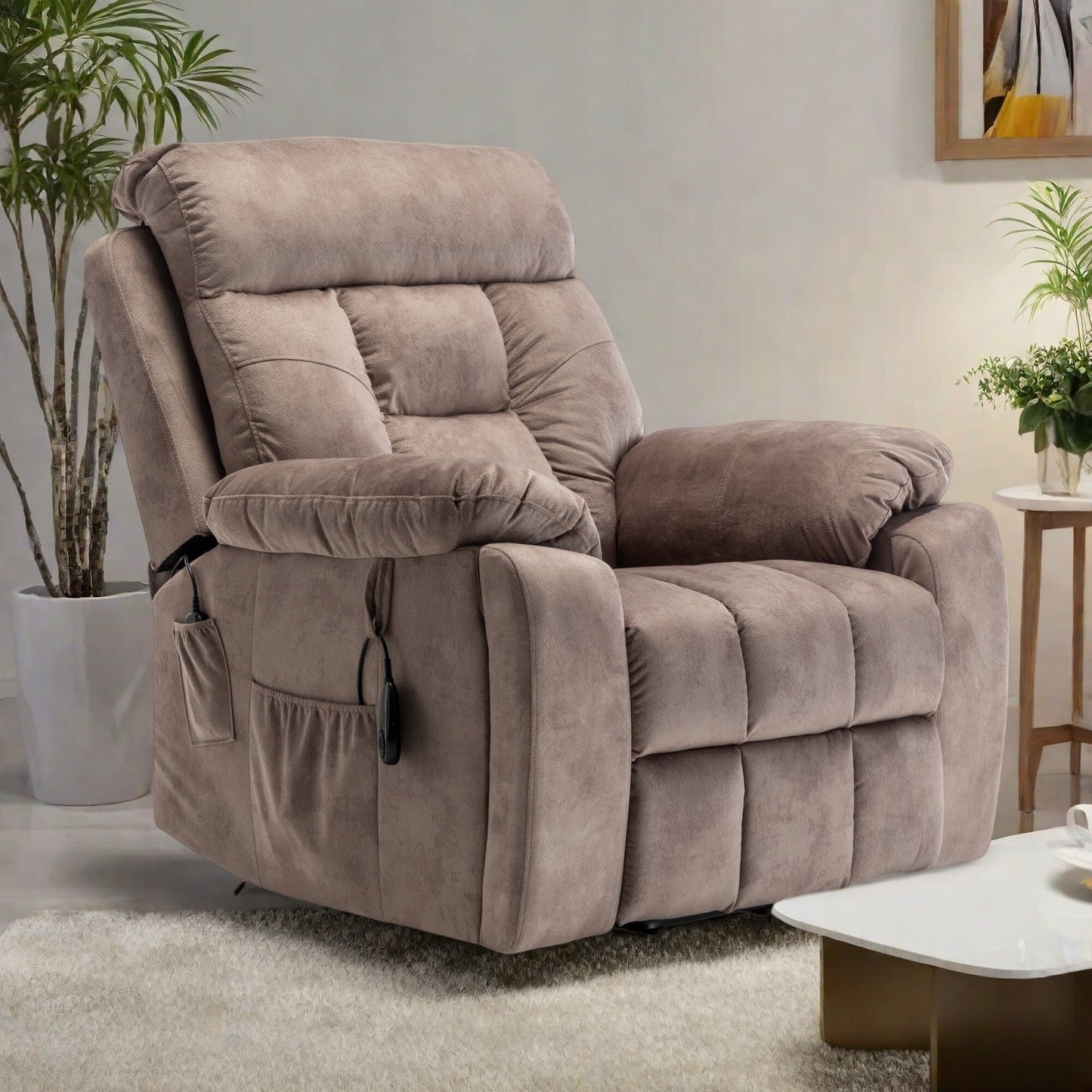 Poltrona reclinabile elettrica Velvet Wide con riscaldamento, massaggio e motore OKIN silenzioso