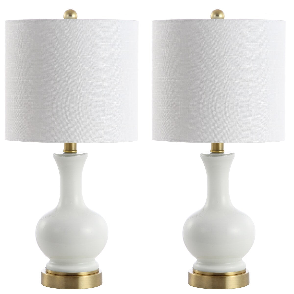 Lampada da tavolo a LED in vetro/metallo Vermont 22, bianca (set da 2) di JONATHAN Y