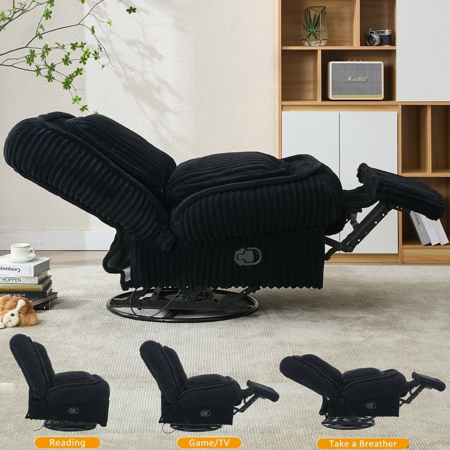 Divano reclinabile versatile in velluto a coste per relax e comfort