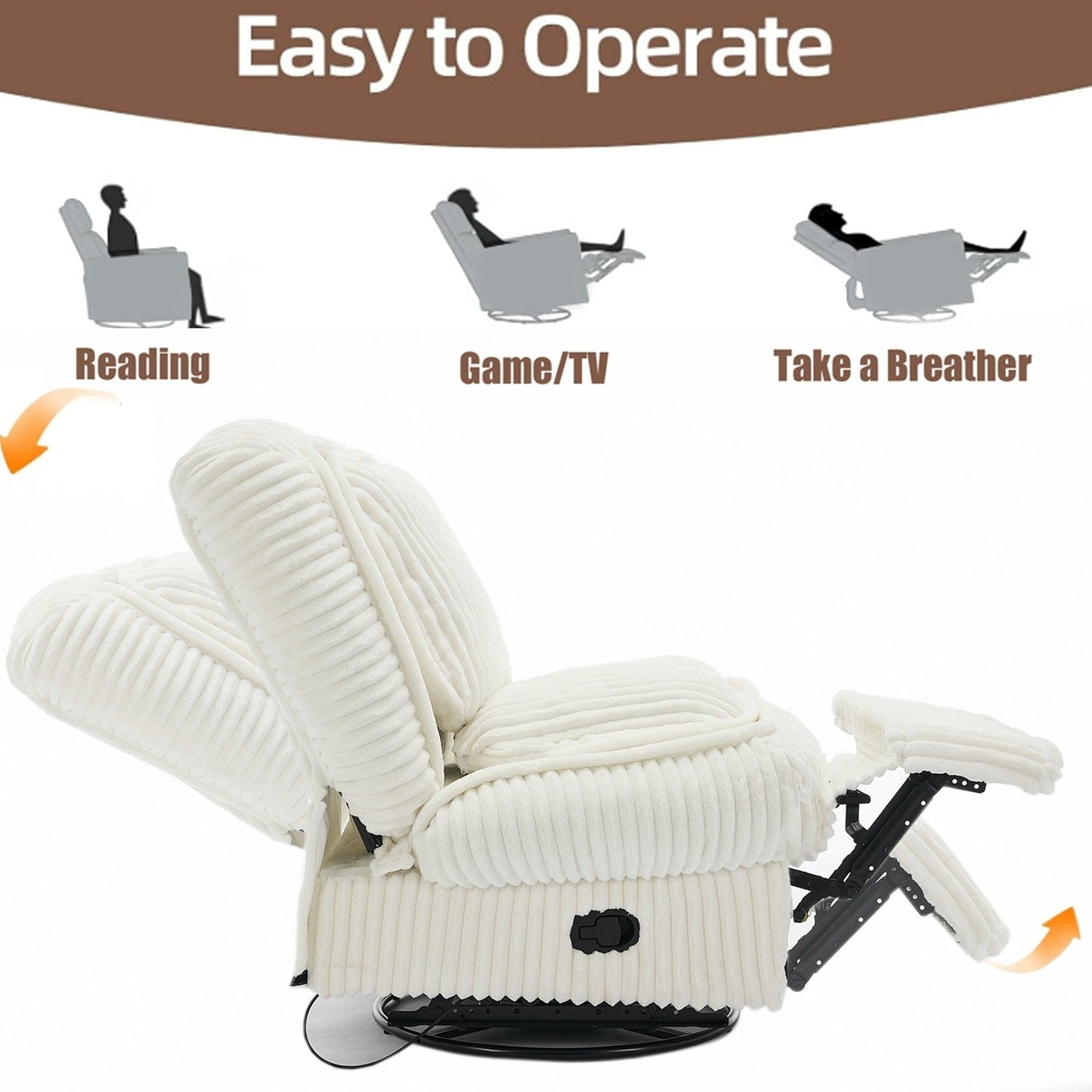 Divano reclinabile versatile in velluto a coste per relax e comfort