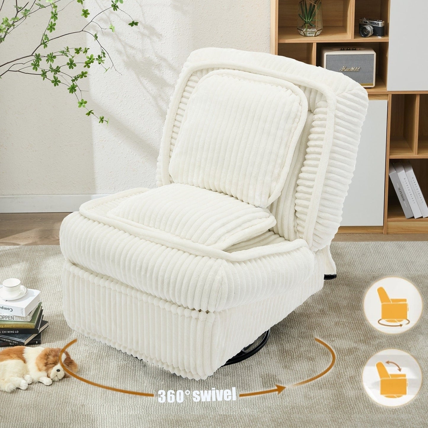 Divano reclinabile versatile in velluto a coste per relax e comfort