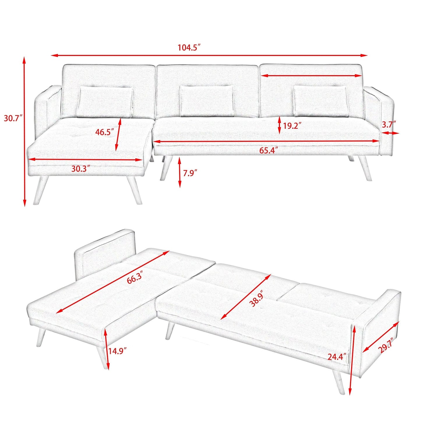 Divano letto pieghevole versatile per soggiorno - Divano multifunzionale e confortevole per piccoli spazi