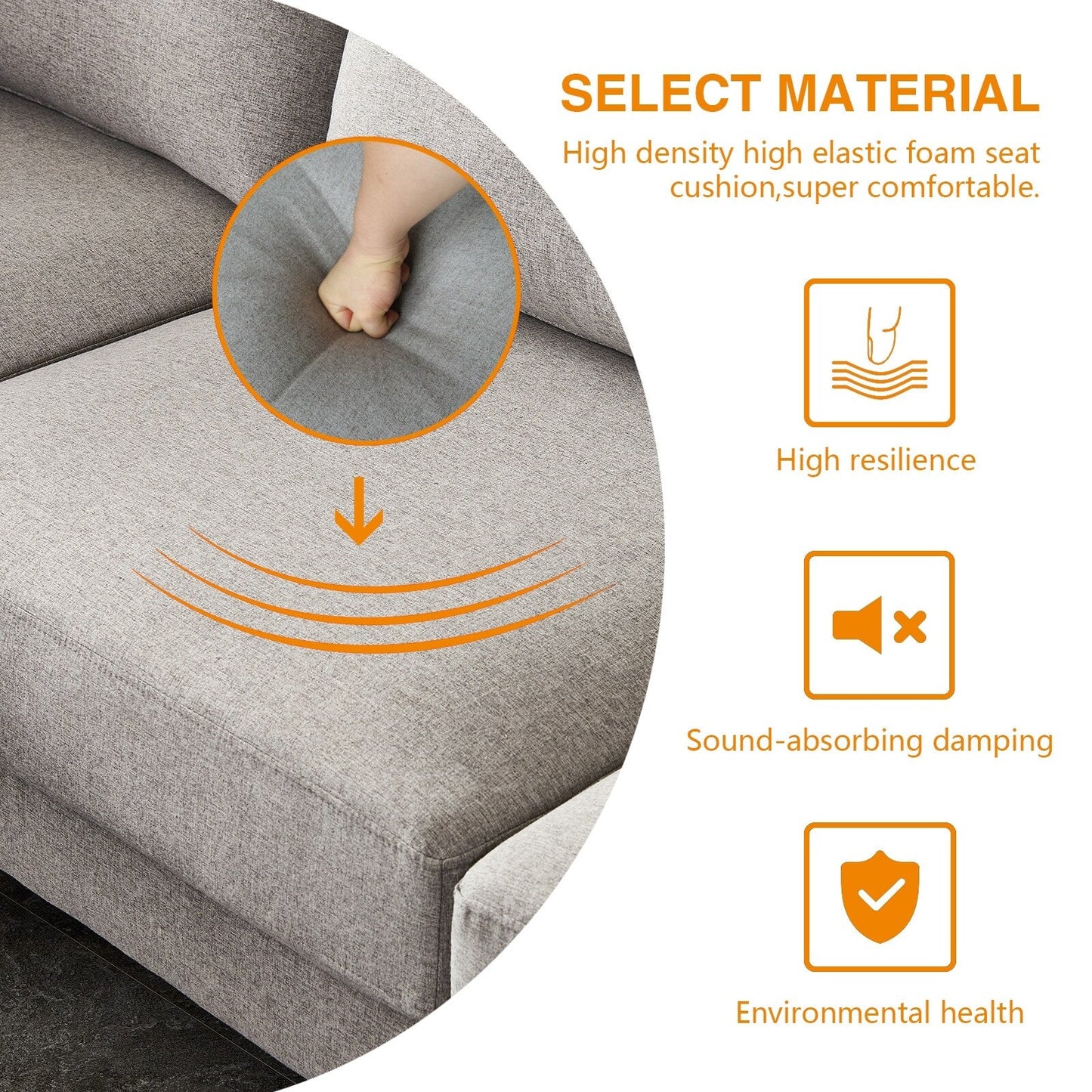 Divano versatile a L con pouf - Tessuto in poliestere morbido per il massimo comfort