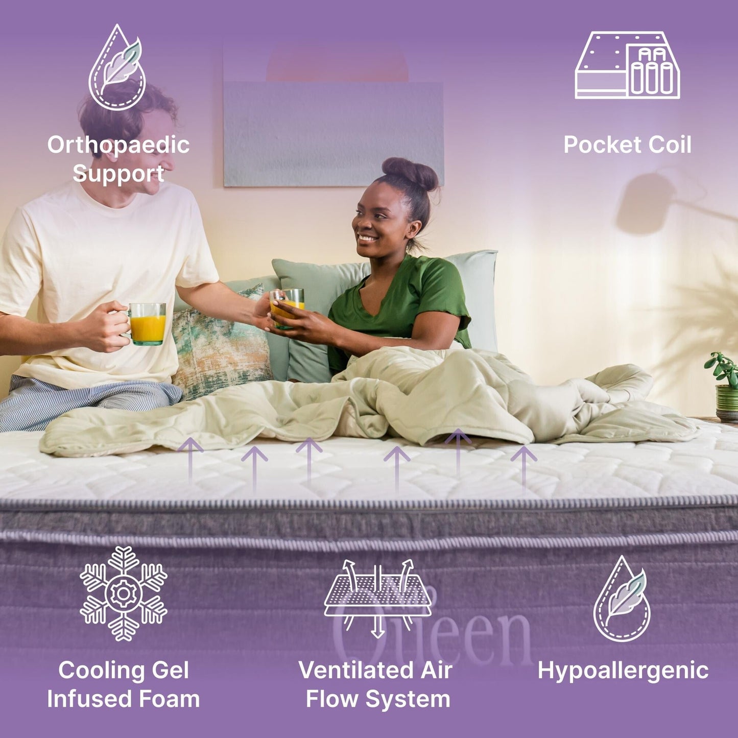 Materasso ibrido Victoria Twin Cooling Gel da 12 pollici, certificato CertiPUR-US