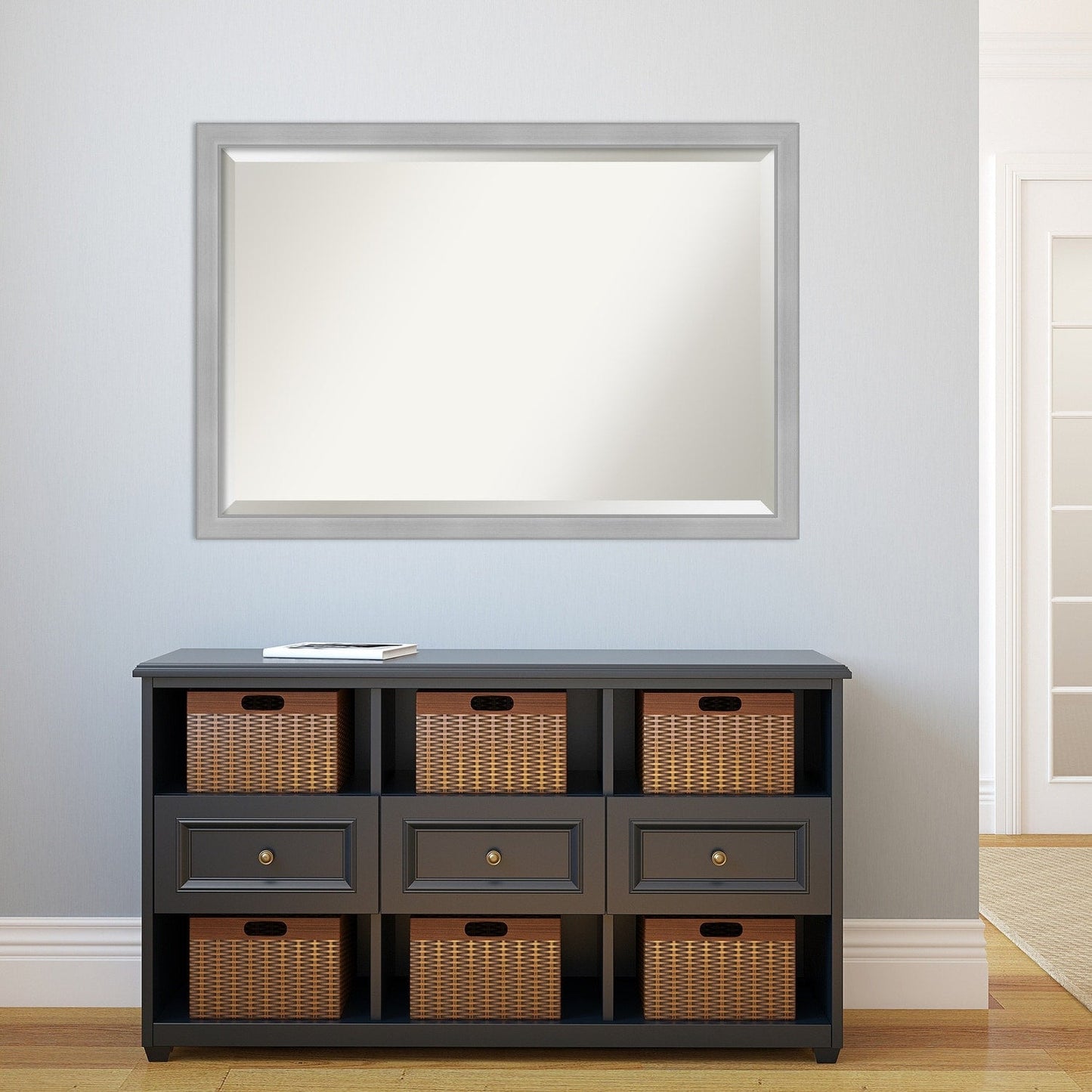 Specchio da parete per bagno bisellato - Cornice in nichel spazzolato Vista