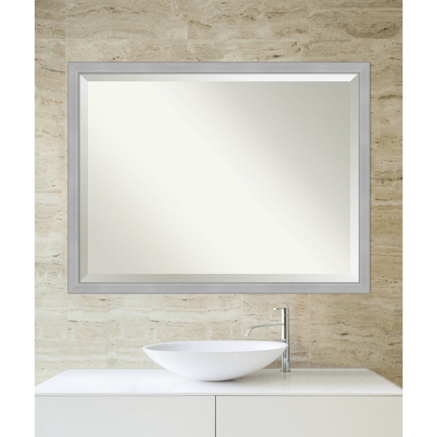 Specchio da parete per bagno bisellato - Cornice in nichel spazzolato Vista