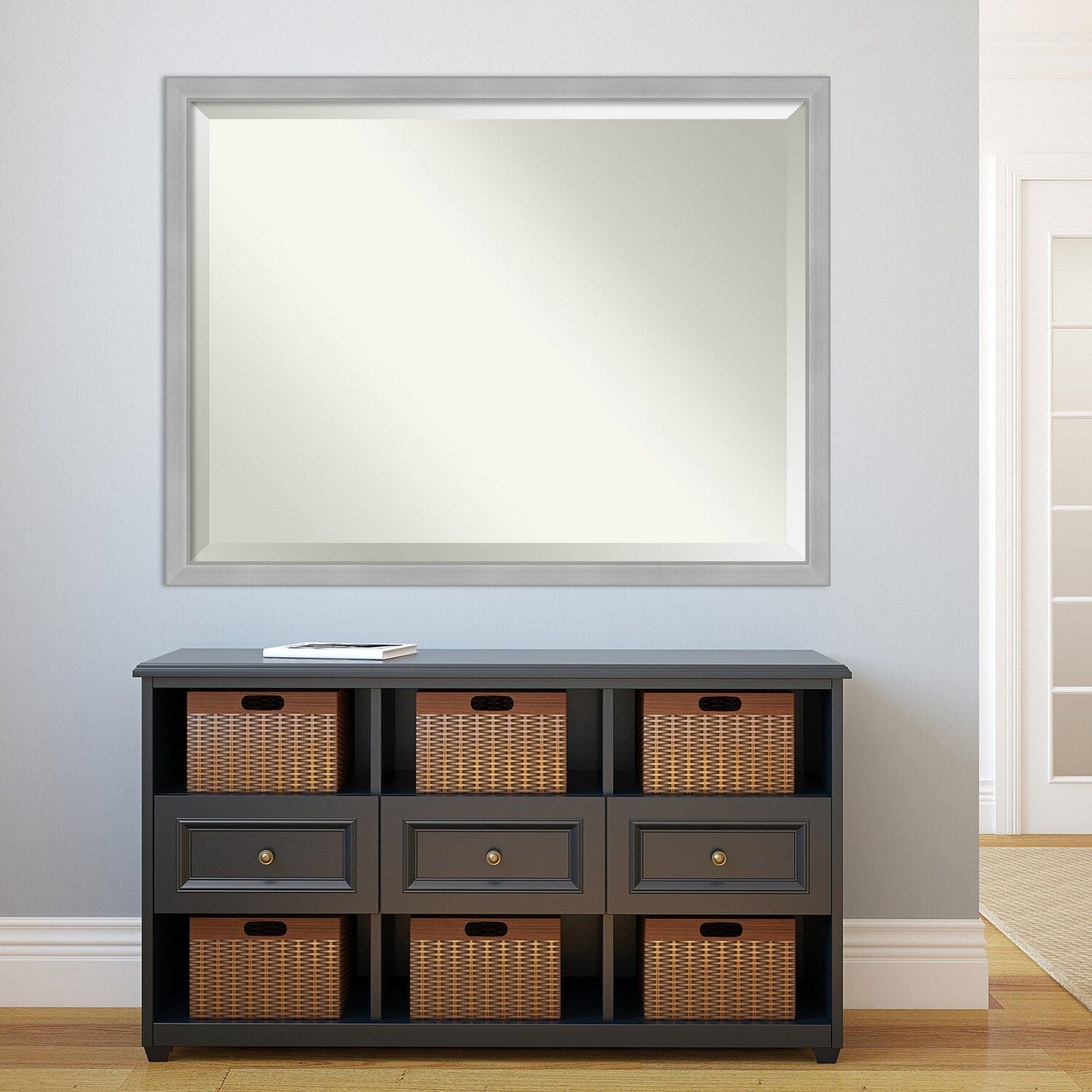 Specchio da parete per bagno bisellato - Cornice in nichel spazzolato Vista
