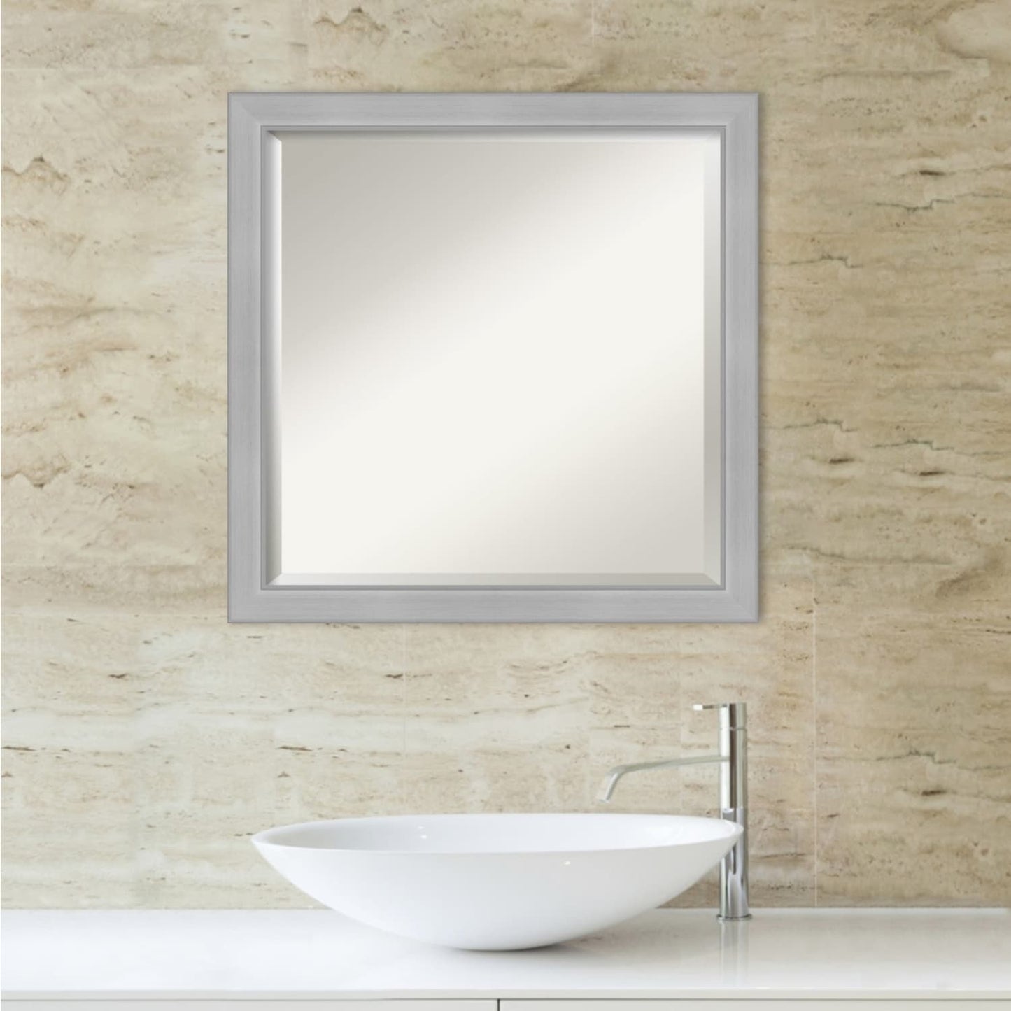 Specchio da parete per bagno bisellato - Cornice in nichel spazzolato Vista