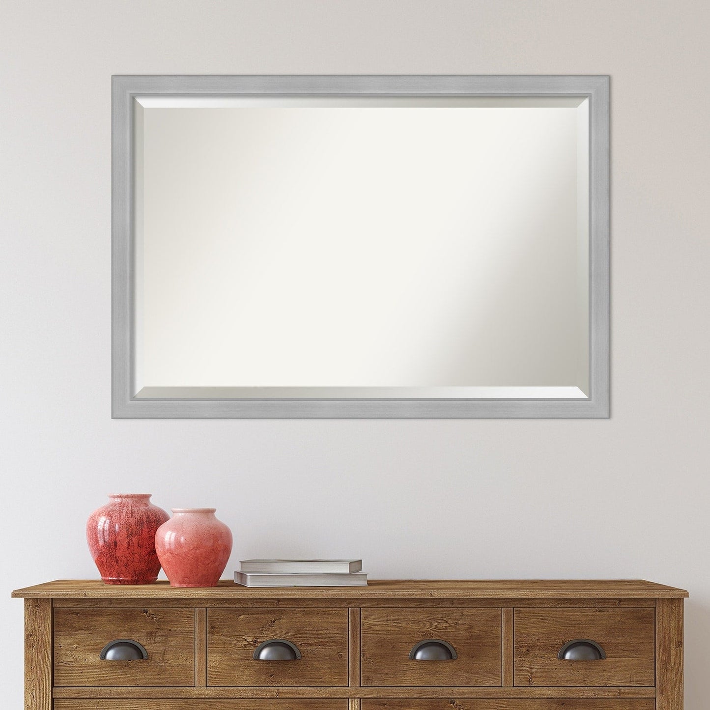 Specchio da parete per bagno bisellato - Cornice in nichel spazzolato Vista