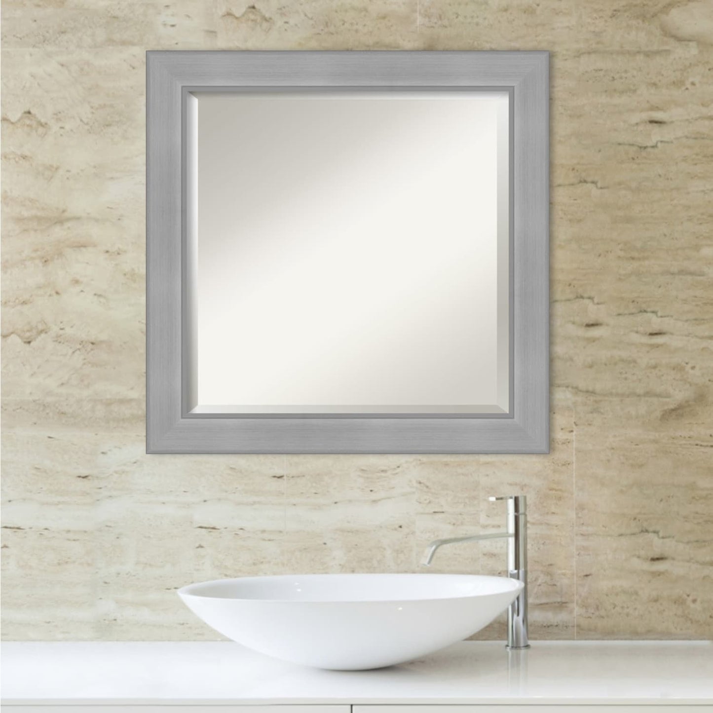 Specchio da parete per bagno bisellato - Cornice in nichel spazzolato Vista